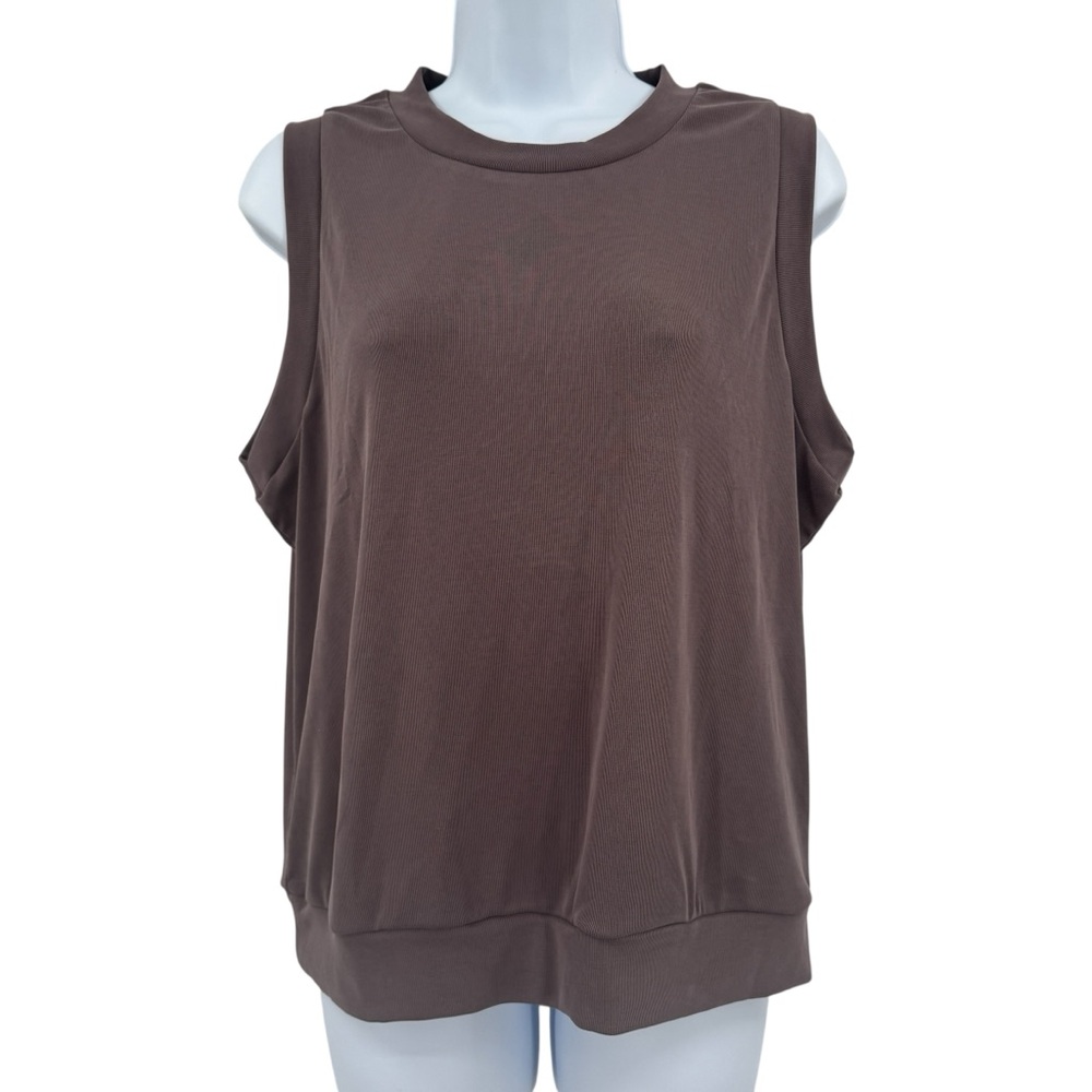 OGL Move Women Sandwashed Crew Neck Ribbed Modal Blend Top Size L